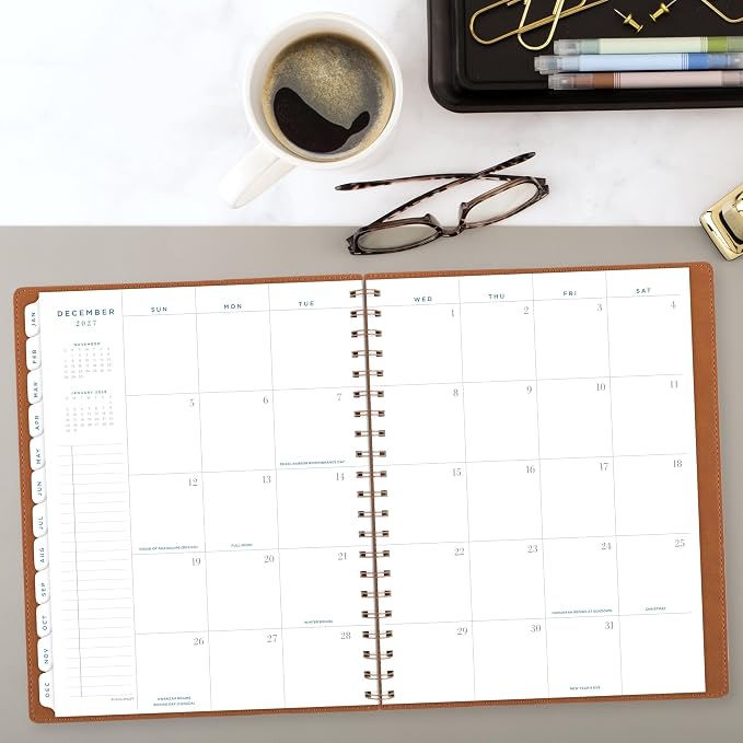 AT-A-GLANCE 2027 Planner, Weekly & Monthly, 13-Month Jan-Jan, 8.5" x 11", Signature, Distressed Brown (YP9050927)