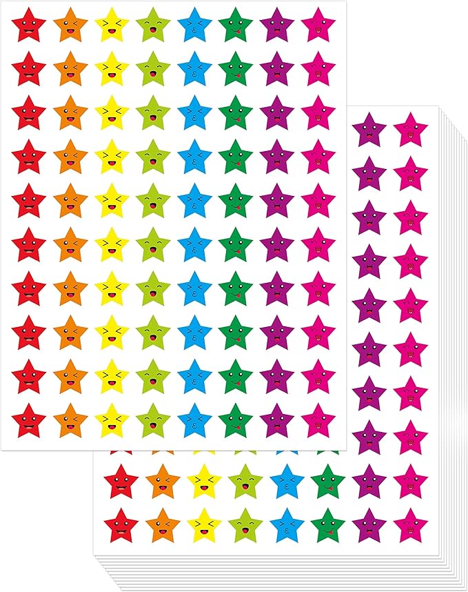 Mini Star Stickers Mega Bundle 5280 PCS in 8 Colors for Reward Behavior Chart 3/8 inch