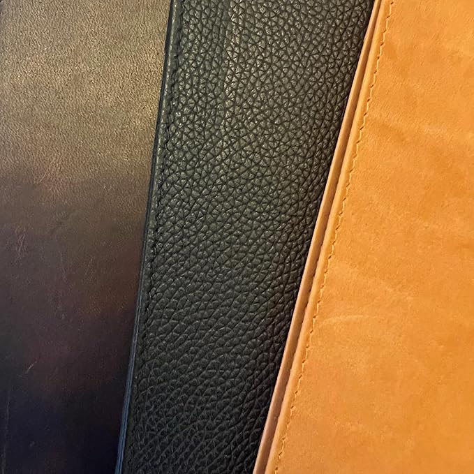 XXL Leather Jotter, 5x8 Inch Card Holder, Full Grain Leather Padfolio and Notepad, Handcrafted Brown Full Aniline Calfskin