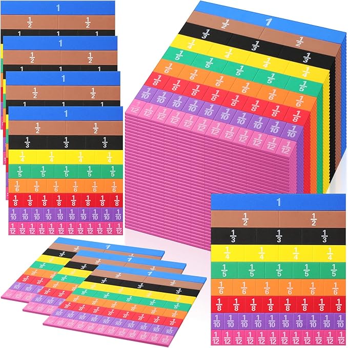 Sayglossy 36 Sets Fraction Tiles Set for Math Classroom Fractions Manipulatives Math Learning Manipulatives for Home School Supplies