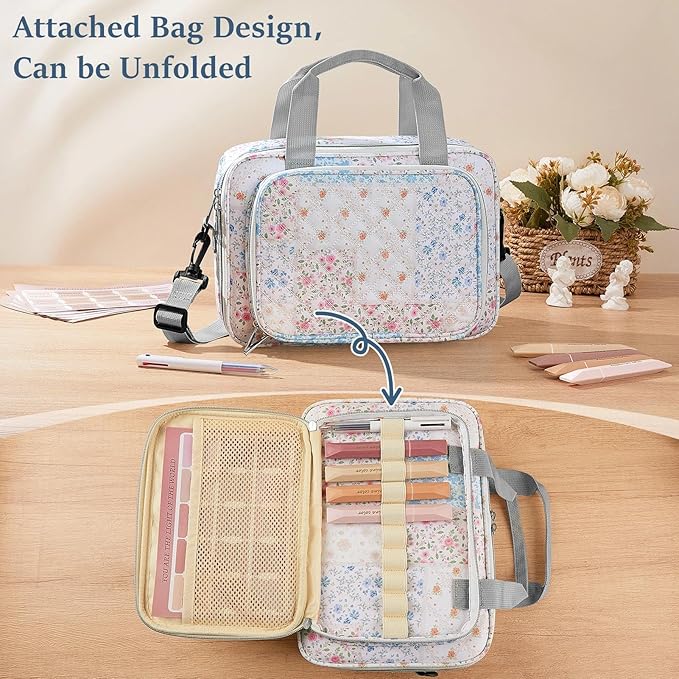 Play Tailor Bible Cover Case for Women Large Bible Bag Carrying Case Study Supplies Accessories with Tabs, Highlighters and Adjustable Shoulder Belt for Girls, Pink Blue