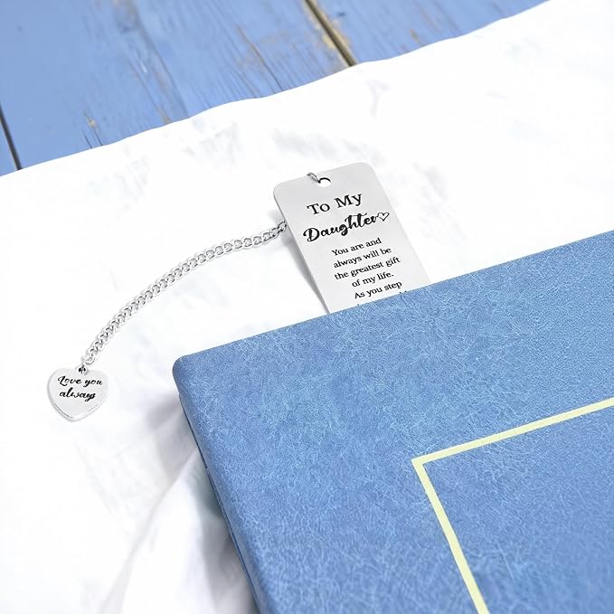 Stainless Steel Bookmark for Daughter, Kids & Teens from Dad or Mom- Inspirational Birthday, Christmas, Graduation or Back to School Gift for Daughter, Stepdaughter & Teen Girls