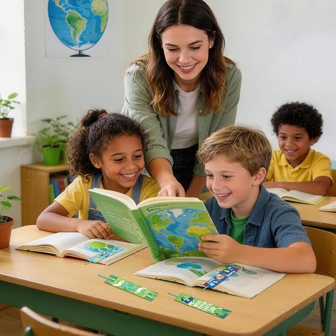 Earth Day Bookmark Gifts - 120 Pcs Paper Bookmarks Bulk for Students Book Lovers Page Marks Ribbon Reading Accessories Bookish Prizes Gift for Educational Environmental Protection Activity