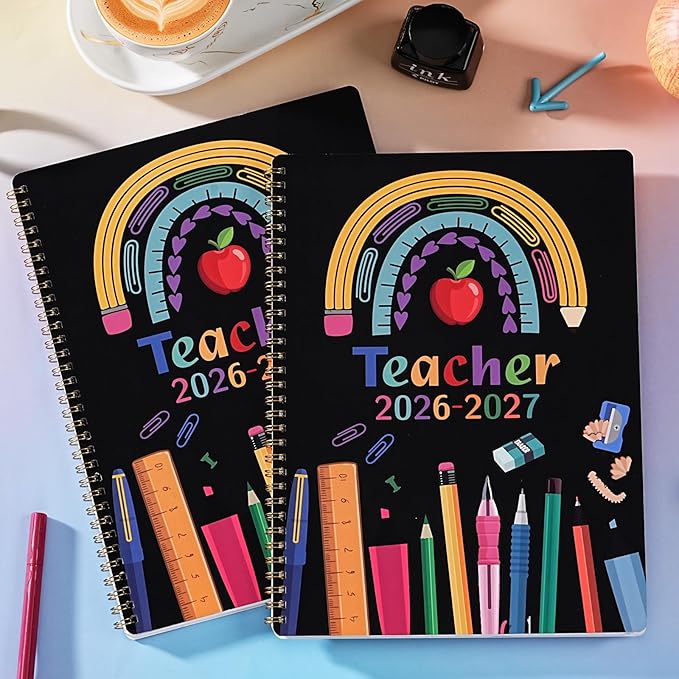 Teacher Planner 2026-2027 - Academic Planner Teacher Lesson Planner 2026-2027, July 2026 - June 2027, 8.5" x 11", Lesson Plan Book, Weekly & Monthly Lesson Calendar with with Colorful Laminated Tabs, Quotes, Inner Pocket