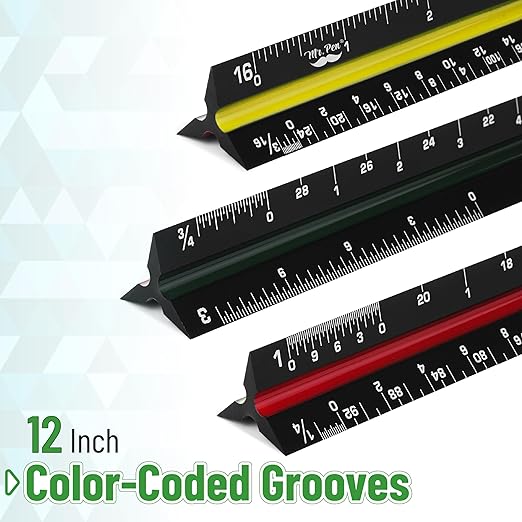Mr. Pen- Architectural Scale, 12 inch, Black, Scale Ruler Contractor, Architect Scal, Drafting Tools