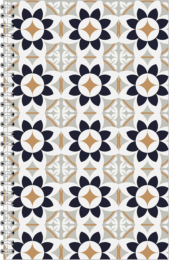 House of Doolittle Non-Dated Monthly & Weekly Planner Calendar - Spiral Bound Organizer - 7 x 11 Inches - Flower Tiles Design