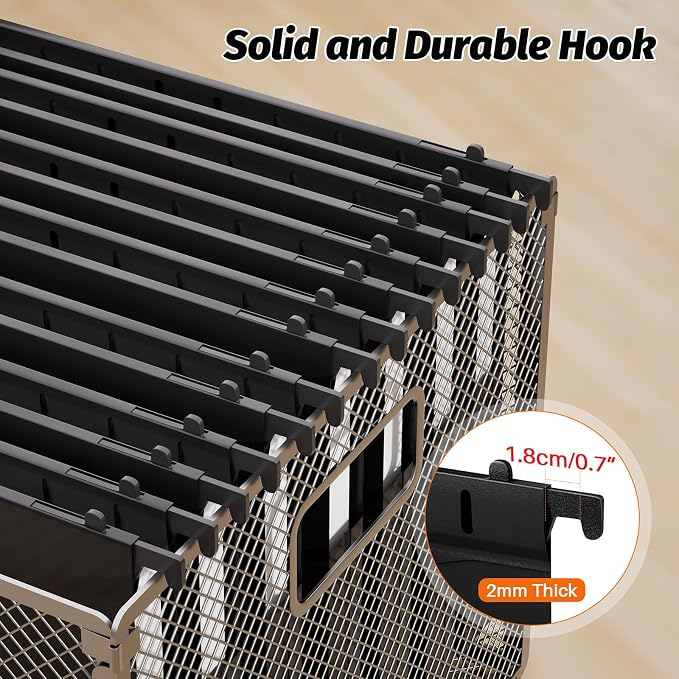 SHUTEX Extra Capacity Plastic Hanging File Folders,12 Pack Reinforced Hang Folder,Heavy Duty 1 Inch Expansion,Filing Cabinet Folders Letter Size for Bulk Files/Medical Charts (Sides Sealed, Black)