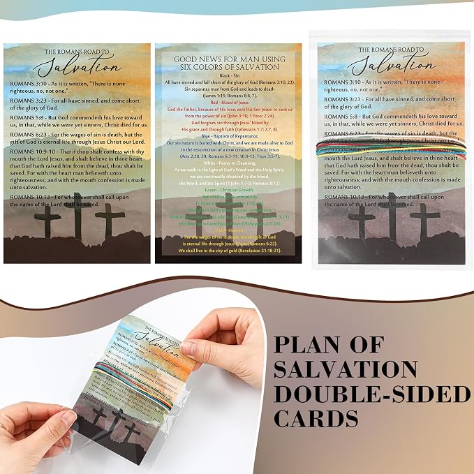 25 Set Plan of Salvation Bracelet Gifts Bulk Gospel Tracts Fathers Day Christian Church Gifts Bible Gospel Tracts Card Romans Road to Salvation Bookmarks for Church Men Women Evangelism Seeker