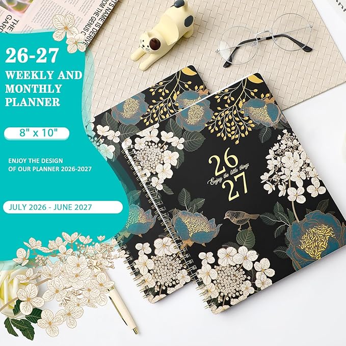 Planner 2026-2027 - Academic Planner 26-27, Jul.2026 - Jun.2027, 8" x 10", 2026-2027 Planner Weekly Monthly with Colorful Tabs, Twin-wire Binding, Back Pocket