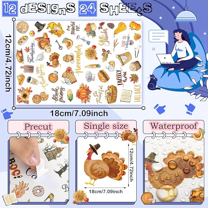 24 Sheets 1000+ Planner Stickers New Monthly Daily Planners Vintage Seasonal Happy Scrapbook Supplies Calendar Journaling Stickers Gifts