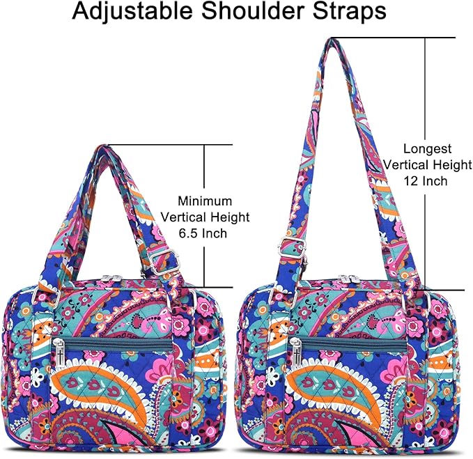 Bible Cover for Women with Adjustable Straps, Large Study Bible Carrying Case Bag with Zip Pocket, 10x7x2.7 Inches