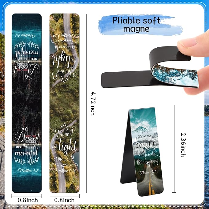 Bible Verse Magnetic Bookmarks - 30 PCs Christian Scripture Inspirational Aesthetic Book Marks Catholic Religious Motivational Book Marker Prayer Page Clips Reading Women Men Church Gifts