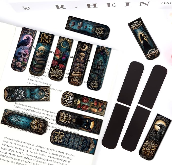 Dark Romance Magnetic Bookmark Gifts - Cosmisun 30 Pcs Romance Bookish Magnetic Bookmarks Gothic Skull Butterfly Book Marks Page Magnets Marker Clip for Women Book Lovers Students Teacher Reading Gift