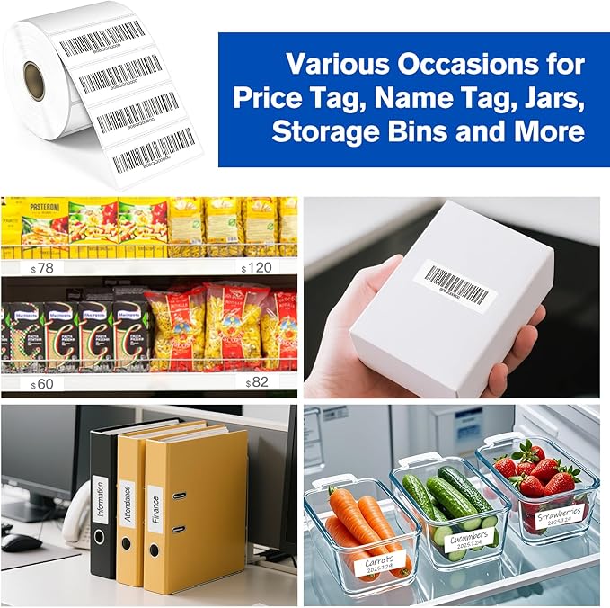 L LIKED 3" x 1" Blank Removable Labels with No Residue, Water and Oil Resistant, Use for Both Home and Office (1 Roll, 1400 Labels)