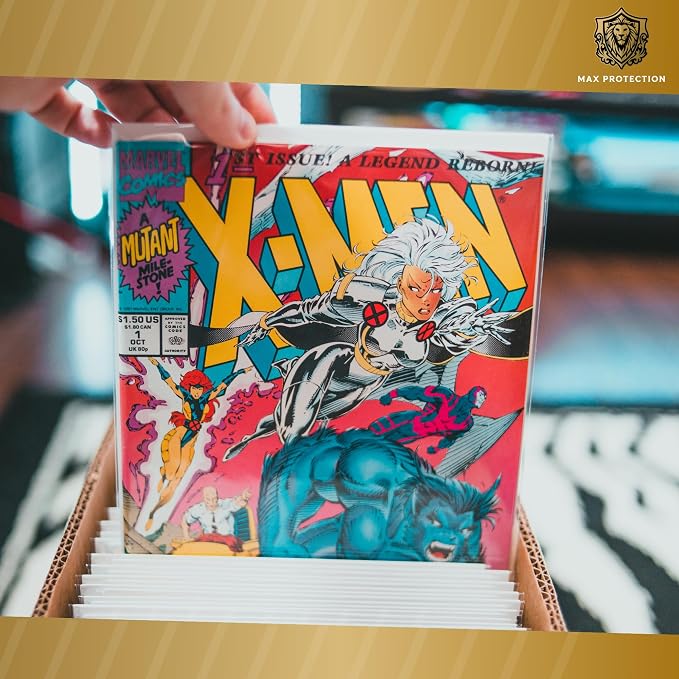 Max Protection Comic Book Storage Boxes - Pack of 2 - Short Cardboard for 150-175 Comic Books - Double Thickness Design - Premium Stackable Book Box for Silver Age & Modern Comics