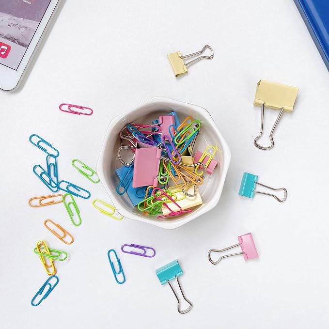 Ceramic Paper Clip Holder Gold Line Paper Clip Dispenser Organizer for Desk Cute Terrazzo Marble Pattern Office Binder Clip Holder Bobby Pin and Hair Clip Holder Gift for Office Pink