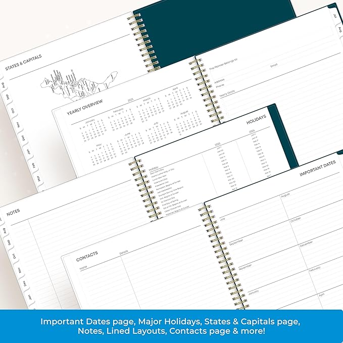 Blue Sky 2025-2026 Weekly and Monthly Academic Year Planner Calendar, July 2025 - June 2026, 5.875" x 8.625", Frosted Flexible Cover, Wirebound, Laminated Tabs, Greta