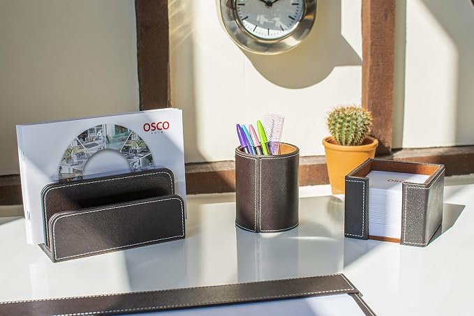 Osco BPUPP1 Faux Leather Pen Pot - Brown