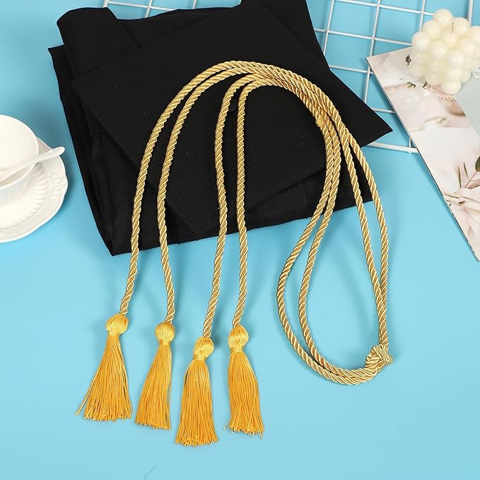 Graduation Double Honor Cords with Tassels Braided Academic Ropes for High School College Ceremony 68 Inch (Gold)