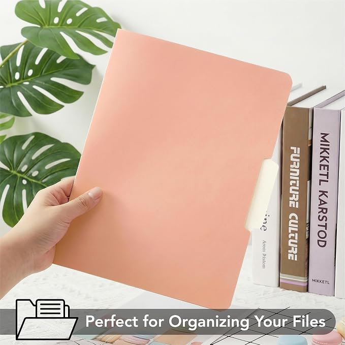 Mr. Pen- File Folders with Tabs, 1/3 Cut Tab, 18 Pack, Letter Size, Peach Dust, File Folders Designed for Office and Classroom Use