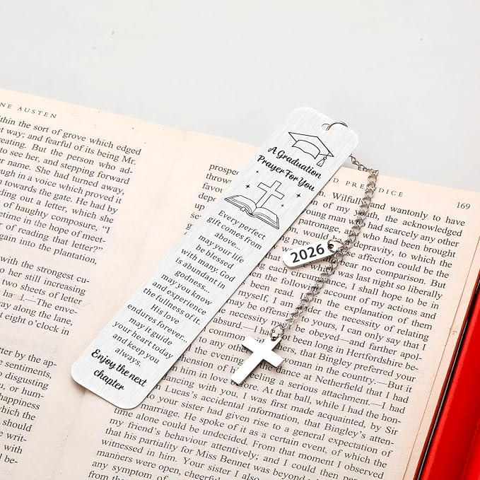 Christian Graduation Prayer Bookmark, Religious Graduation Gift for Him Her Women Men, Inspirational Bible Verse Bookmarks with Blessing, Class of 2026 Gifts for Senior High School College Graduates