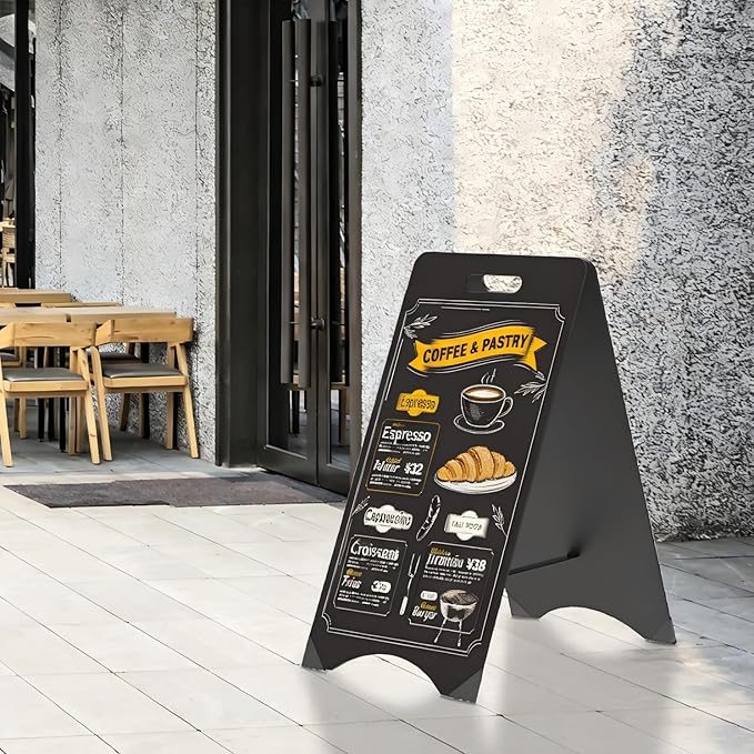 A-Frame Chalkboard Sign Large 15" x 30" Sandwich Chalkboard Double Sided Sidewalk Signs Outdoor Foldable Blackboard Menu Display for Weddings, Restaurant, Business