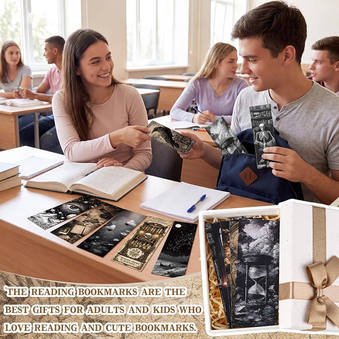 Faccito 240 Pcs Halloween Dark Romance Bookmarks Gifts Set Vintage Gothic Spooky Bookmarks Bulk for Book Lovers Horror Skull Bookmark Merch Halloween Reading Tracker Bookish Gift for Book Club Library