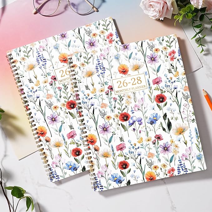 2026-2028 Monthly Planner - 2 Year Monthly Planner/Calendar 2026-2028, JULY 2026 - JUNE 2028, 9" x 11", 24 Months, Tabs, Two-sided Back Pocket, Holidays, Twin-Wire Binding, Note Pages, Perfect for School Office Supplies