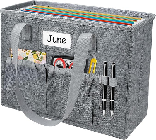 abcxgood Desktop File Organizer Box,Collapsible Hanging Filing Box,Home Office Document Storage Organizer with Front Pocket and Handles, Letter Size Folder.