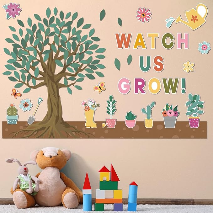 Spring Tree Classroom Decor Floral Tree Bulletin Board Spring Cutouts Border Decorations Classroom Bulletin Board Set Floral Border for Elementary School Flower Style