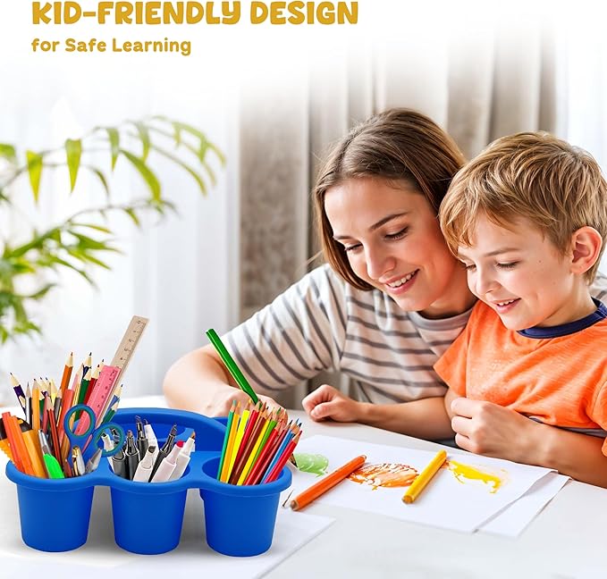 4E's Novelty 4 Pack Caddy for Classroom, Classroom Pencil Caddy, Durable Table Cup Drink Holder, Sturdy Schools Desk Bin, Craft Caddy, Colorful Art Supply Caddies for School Home, Teacher Organizer