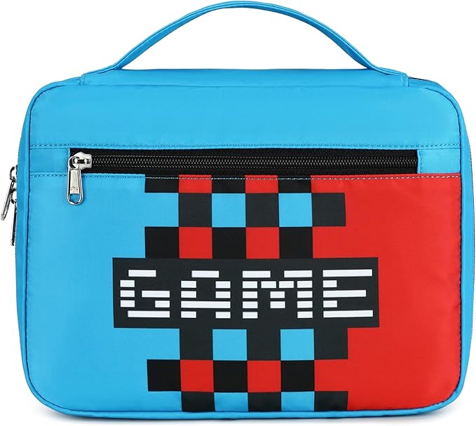 JIANYA Bible Cover for Boys Kids Bible Case Childrens Bible Bag with Handle and Zippered Pocket, Checkered Blue
