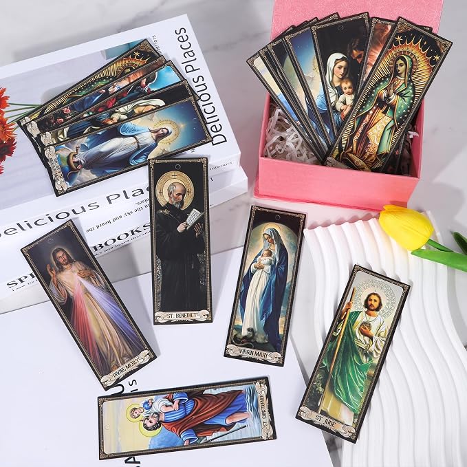 Wxiben Catholic Bible Bookmarks Gifts - 20Pcs Christian Religious Bookmarks Catholic Saints Prayer Book Marks Jesus Virgin Mary Book Markers for Women Men Book Lovers Students Teacher Sunday School