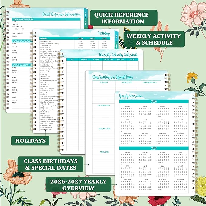 Teacher Planner 2026-2027 - Lesson Planner from Jul. 2026 - Jun. 2027, 8.5'' x 11'', Lesson Plan Book, Weekly and Monthly Homeschool Planner, Academic Planner 2026-2027 with Inspirational Quotes