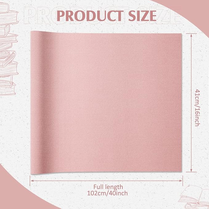 PerKoop Book Cloth for Book Binding 40 x 16 Inch Fabric Surface Paper Backed Bookcover Archival European Durable Strong Bookbinding Supplies Cover Books Album Scrapbooking (Pink)