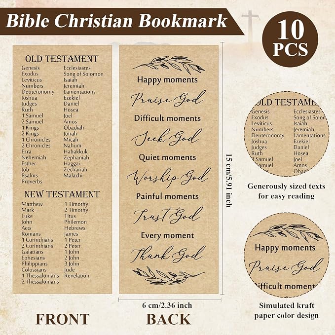 Gueevin 10 Sets Fathers Day Christian Gifts Bulk Bible Verse Pens Christian Religious Bookmarks and Bible Keychains Church Appreciation Gift for Graduation End of Year Teacher School (Black)
