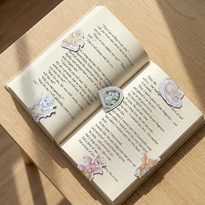 Dragon Magnetic Bookmarks Gifts - 15 Pcs Fantasy Cute Funny Bookmark for Women Kids Book Lovers Students Bookworms Birthday Graduation Gift Magnet Page Clips School Office Reading Accessories