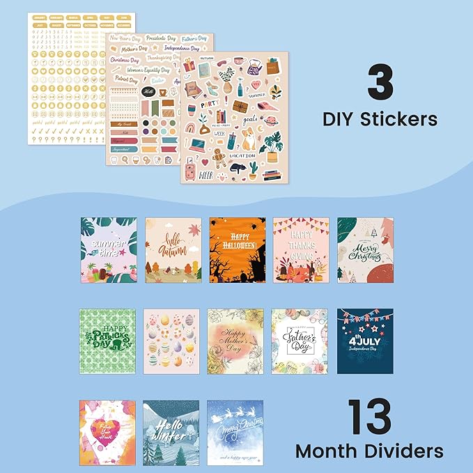 CAGIE 2026 Planner Weekly and Monthly 13 Month Hardcover Planner for Women with Pockets, Large Calendar with Stickers Tabs, Dec 2025–Dec 2026, 8.3" x 9.3", Daisy