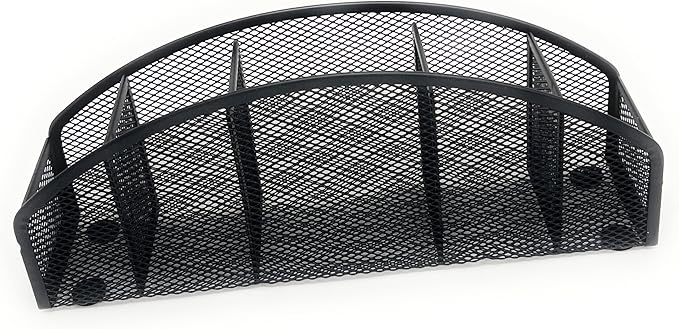 5-Tier Desk Organizer & Pen Holder, Large-Capacity Metal Mesh Pencil Cup, Cute Aesthetic Desktop Caddy for Markers, Art Supplies, Makeup Brushes, Black