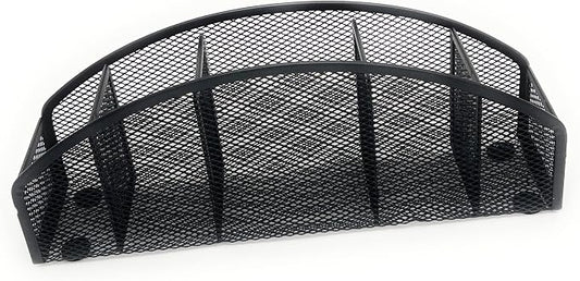 5-Tier Desk Organizer & Pen Holder, Large-Capacity Metal Mesh Pencil Cup, Cute Aesthetic Desktop Caddy for Markers, Art Supplies, Makeup Brushes, Black