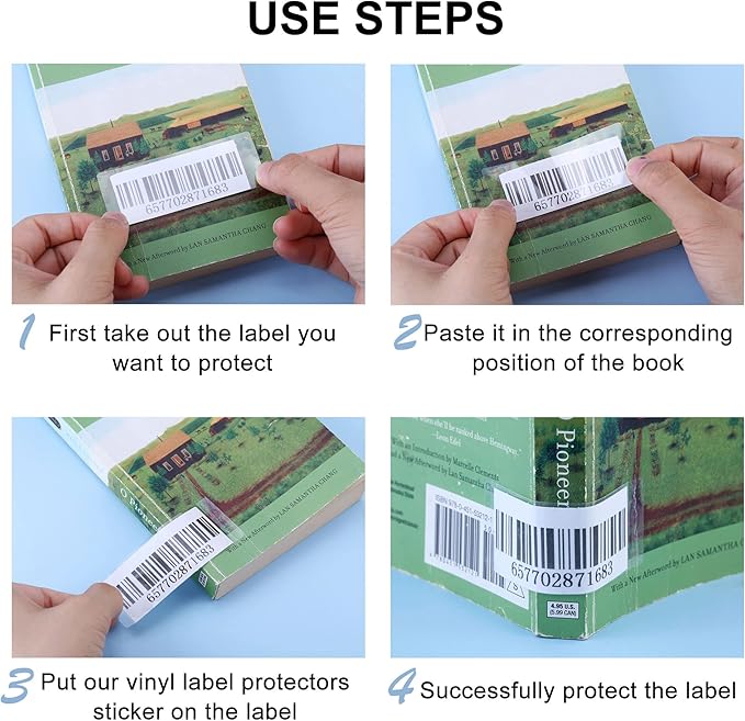 Yoption 500 Pieces Clear Label Protectors 3.15×1.2inch, Transparent Label Protectors Waterproof Clear Labels for Protecting Barcodes, Envelope, Books, Clothes Food Labels, Numbers and Stickers
