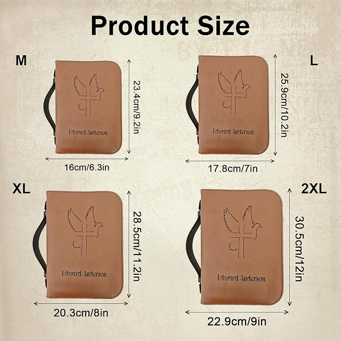 Personalized Bible Cover Custom Leather Bible Case with Handle Bible Study Accessories Supplies Christian Gifts
