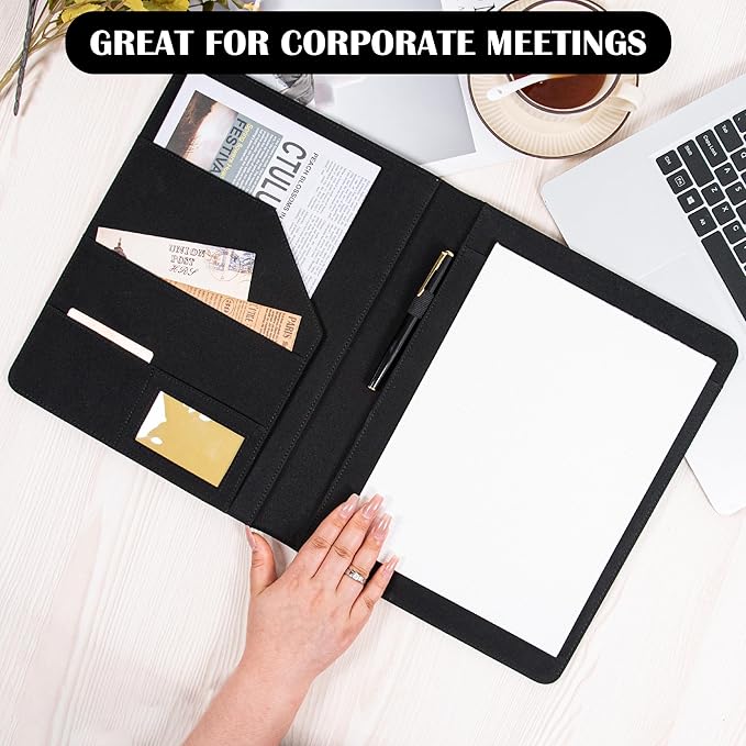 AZXCG Portfolio Binder, Genuine Leather Portfolio for Men and Women,Legal Pads Padfolio, Resume Folder with Card Holder,Business Padfolio for Meetings and Interviews,Gift for Valentine's Day