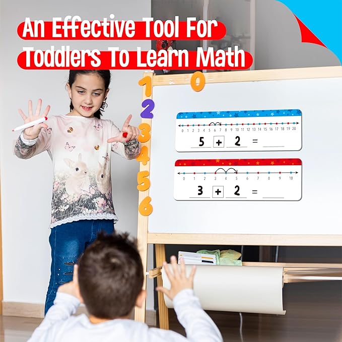 8 Packs Magnetic Number Line Boards, Dry Erase Writable and Erasable Math Board Addition & Subtraction White Board Magnets for Kids, Students, Classroom and Home (Each Measures 12” x 3.5”)