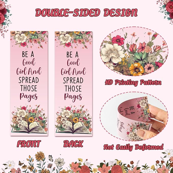 COcnny Dark Romance Bookmarks for Women- 36pcs Romance Book Marks for Book Lover, Funny Spicy Fairy Tale Double Sided Bookmark with Skeleton Floral Sign for Spicier Reading Bookish Gift Supplies