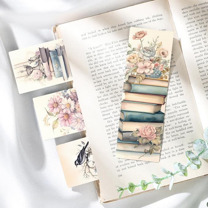 Vintage Bookmarks Bulk Gifts - 100 Pcs Cute Cats Paper Bookmark for Women Girls Students Book Lovers Flower Page Marks School Classroom Reading Accessories Bookish Gift for Birthday Graduation