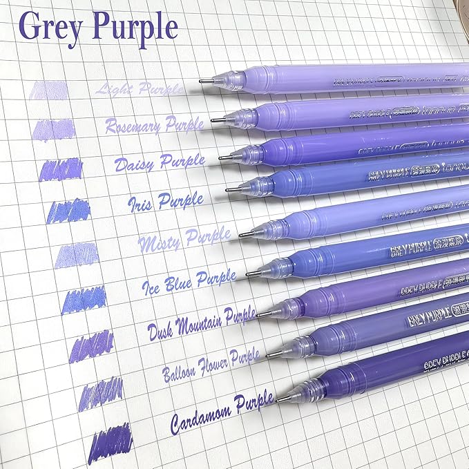 9 Colored Gel Pens Set, 0.6mm Fine Point for Black Paper & White Paper, Pens for Journaling, Adult Coloring Books, Bible, Drawing, Note Taking, Art & Journaling Supplies（Romantic Purple）