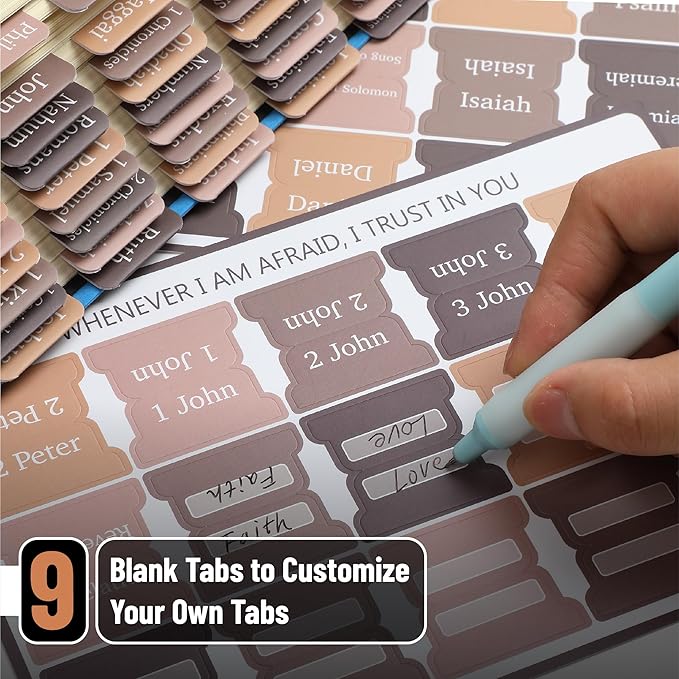 Mr. Pen- Bible Tabs, 75 Tabs, Oak Forest, Laminated Bible Tabs for Women and Men, Bible Tabs for Study Bible, Large Print Bible Index Tabs, Bible Book Tabs, Bible Labels Tabs, Mr. Pen Bible Tabs