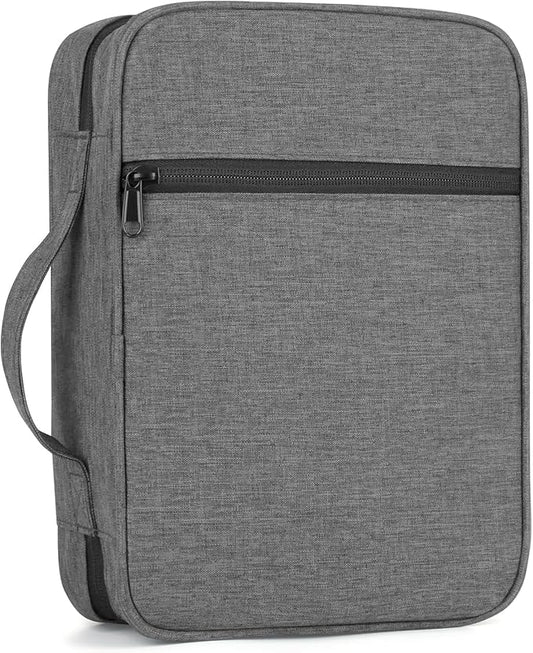 Bible Cover with Durable Handle, Carrying Book Case Church Bag Bible, Protective with Zippered Pocket, Bible Study Accessories Supplies, Book Protector for Book Lovers, Grey