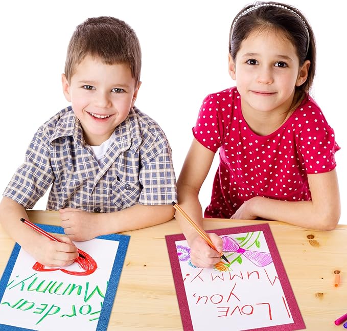 Glenmal 64 Pieces 11" x 14" Glitter Poster Board Glitter Frame Poster Board Cardstock Paper Colored Paper Shining Craft Cardstock for School Project Christmas Wedding Classroom Birthday DIY Craft